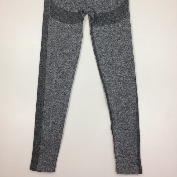 GYMSHARK Heather Gray Purple Logo Waistband Butt Pull On Active Leggings Pants - Picture 9 of 9